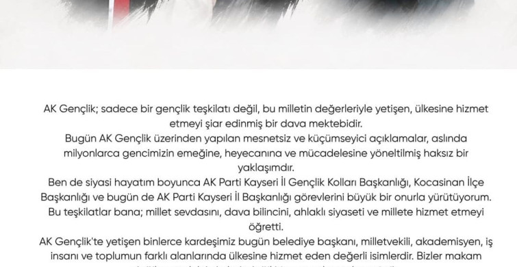 Hüseyin Okandan: AK Gençlik, ülkesine hizmet etmeyi şiar edinmiş bir dava mektebidir