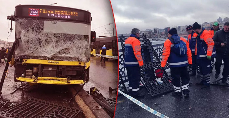 İstanbul’da korku dolu anlar: İETT otobüsü Galata Köprüsü’ne daldı