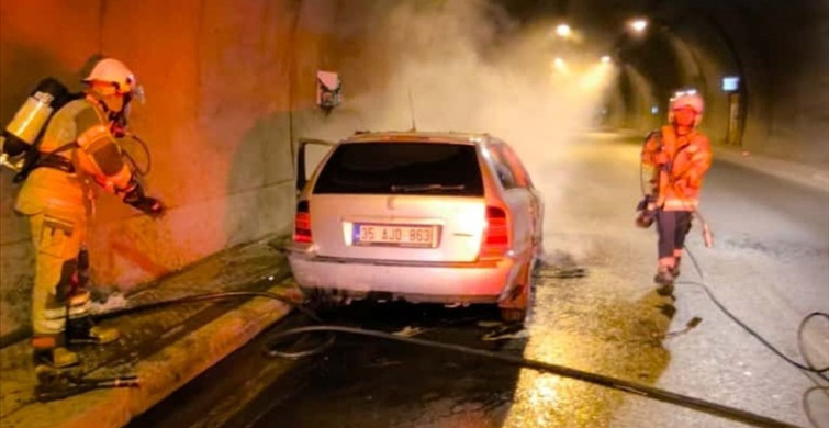 İzmir Konak Tüneli'nde Otomobil Yangını
