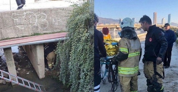 İzmir’de Dereye Düşen Yaşlı Adamı İtfaiye Kurtardı