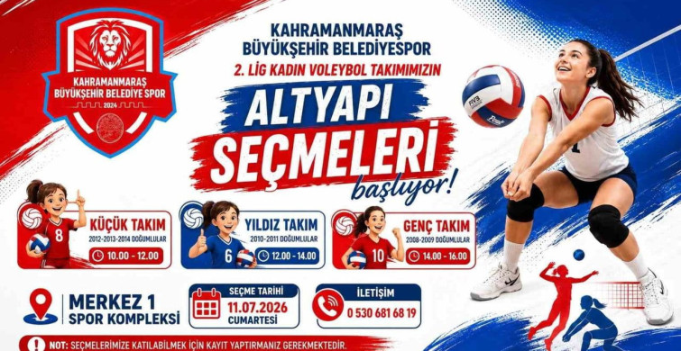 Kahramanmaraş Büyükşehir Belediyespor kadın voleybol takımı altyapı seçmeleri başlıyor