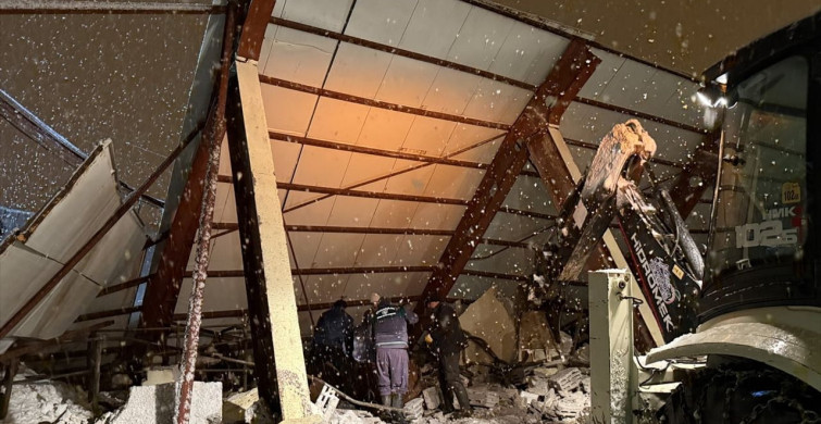 Kahramanmaraş'ta Kar Yağışı Nedeniyle Besi Ahırı Çöktü