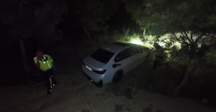 Karaman'da ağaçlık alana uçan otomobilin acil çağrı sistemi ekipleri harekete geçirdi