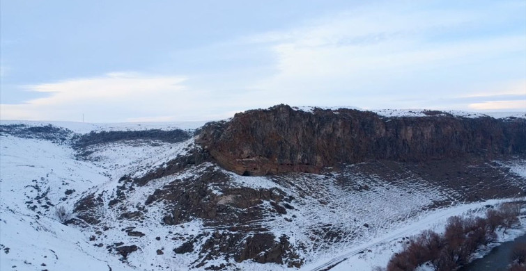 Karla Kaplı Akyaka Kanyonu Dronla Görüntülendi