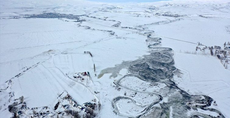 Kars'ta Kar Manzarası: Dronla Görüntülendi