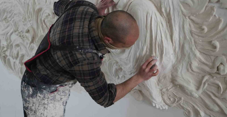 Kastamonu'da Genç Sanatçının Alçıyla Yaratılan Duvar Sanatı