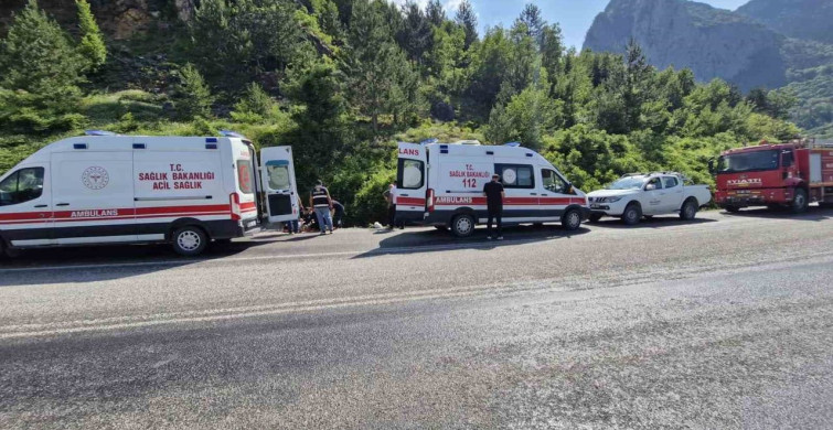 Kastamonu'da kamyon şarampole devrildi, 2 kişi yaralandı