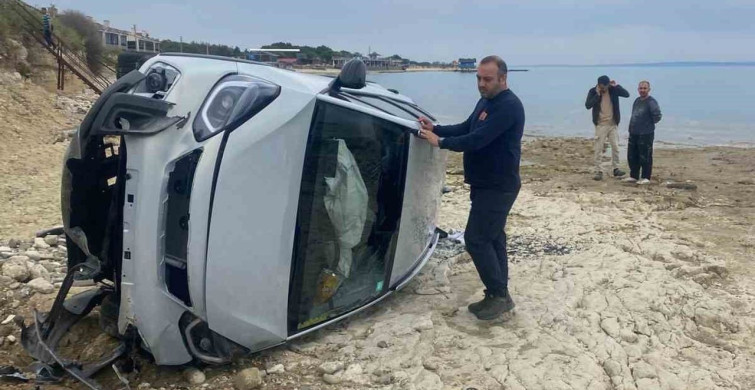 Keşan’da Kumsala Düşen Otomobil Kazası