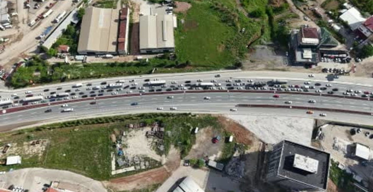 Kırıkkale'de Bayram Trafiği Havadadan Görüntülendi