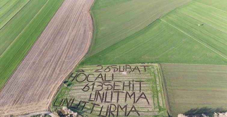 Kırklareli'nde Çiftçi Hocalı Katliamını Anmak İçin Tarlasına mesaj Yazdı
