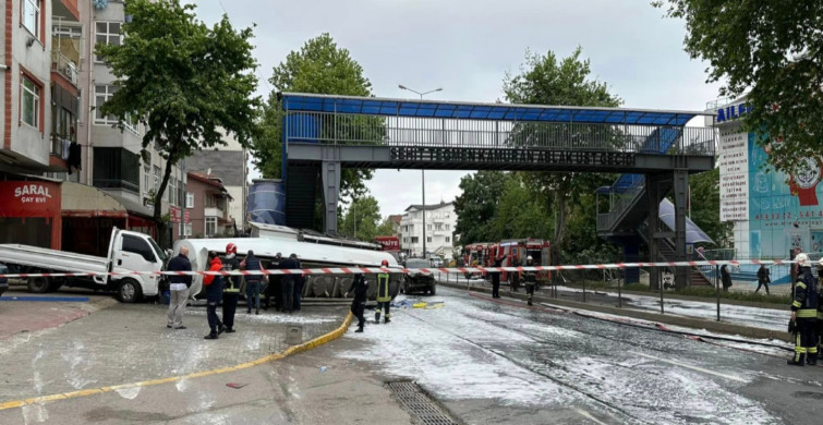 Kocaeli’nde benzin yüklü tanker devrildi: Patlama riskine karşı trafik durduruldu