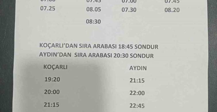 Koçarlı-Aydın hattında minibüs saatleri güncellendi