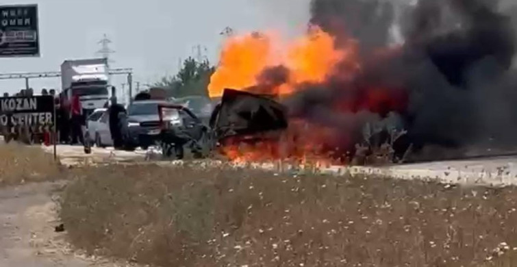 Kozan'da seyir halindeki otomobilde yangın çıktı
