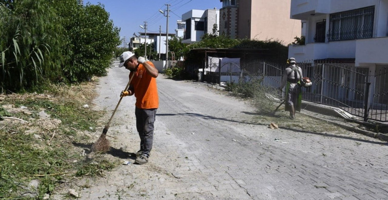 Kuşadası'nda yeşil alanlar bakıma alındı