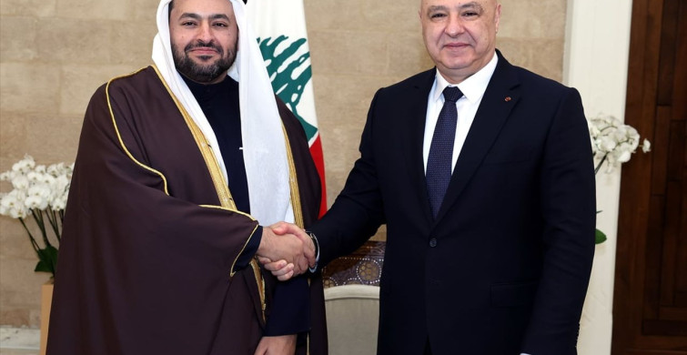 Lübnan Cumhurbaşkanı Avn, Katarlı Bakan el-Halifi'yi Ağırladı