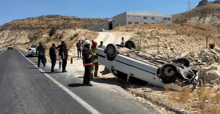Mardin’de otomobil takla attı: 2 yaralı