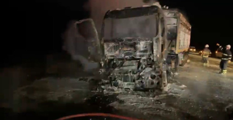 Mardin'de Seyir Halindeki Tır Yangını