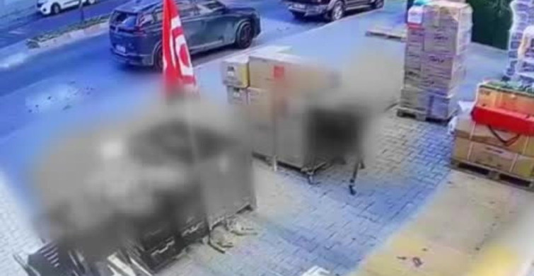 Mersin'de darp edilen kadının kurtuluş anları güvenlik kamerasında