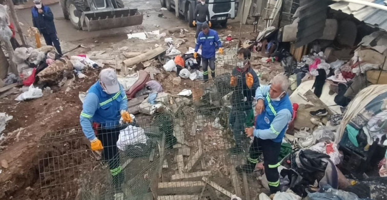 Mersin'de Kötü Kokuya Sebep Olan Evden 10 Kamyon Çöp Çıkarıldı