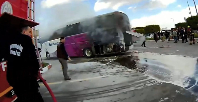 Mersin'de Otobüs Yangını Kontrol Altına Alındı