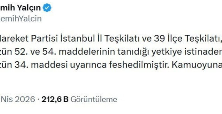 MHP İstanbul İl ve İlçe Teşkilatları Feshedildi