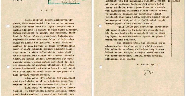 MİT'ten 1940 Yılına Ait Şüpheli Takip Belgesi Paylaşıldı