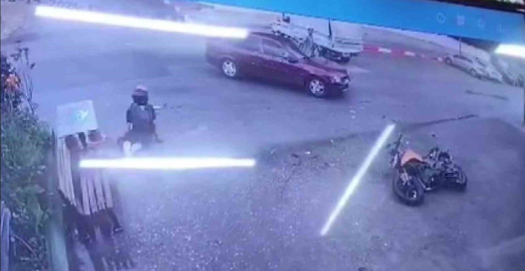 Motosiklet sürücüsünün ölümden döndüğü kaza güvenlik kamerasında