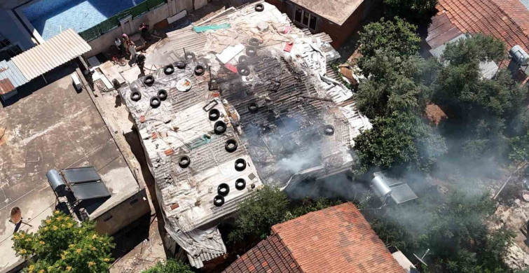 Müstakil evde çıkan yangın bitişikteki evlere sıçramadan söndürüldü