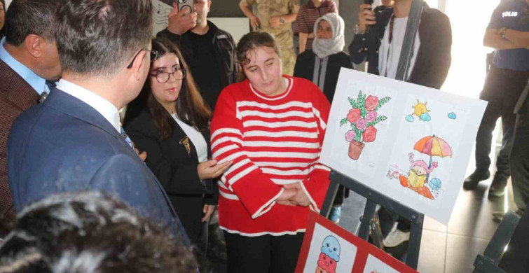 Narman’da özel eğitim öğrencilerinin sergisi açıldı