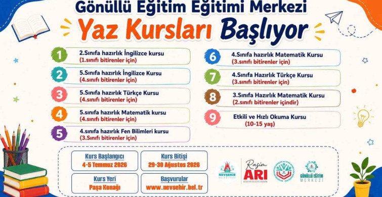 Nevşehir'de Ücretsiz Yaz Kursları Başlıyor