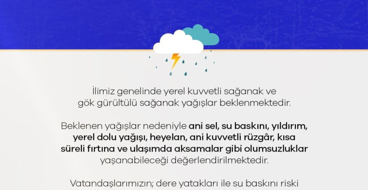 Niğde valiliğinden kuvvetli yağış uyarısı