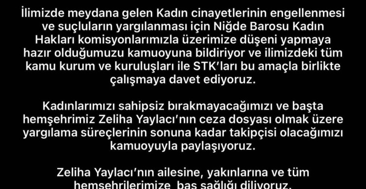 Niğde'de Kadın Cinayeti: Başak Zeliha Yaylacı Hayatını Kaybetti