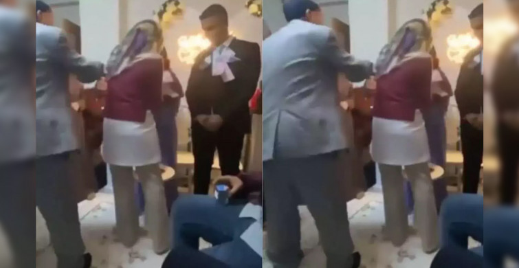 Nişan töreninde herkesi şok eden görüntüler! Ne yapıyor bu adam?