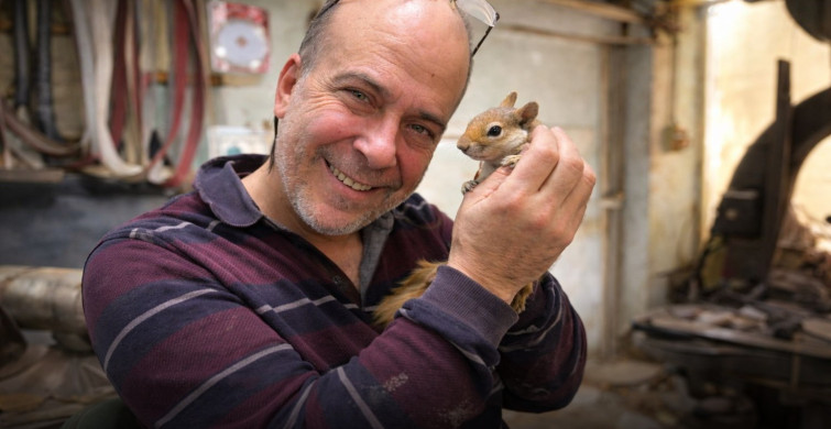 Ormanda bulduğu sincapın dostluğu görenleri hayrete düşürüyor