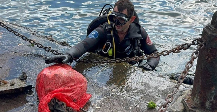 Ortaköy'de Su Altı Temizliği: Denizden Atıklar Çıkarıldı