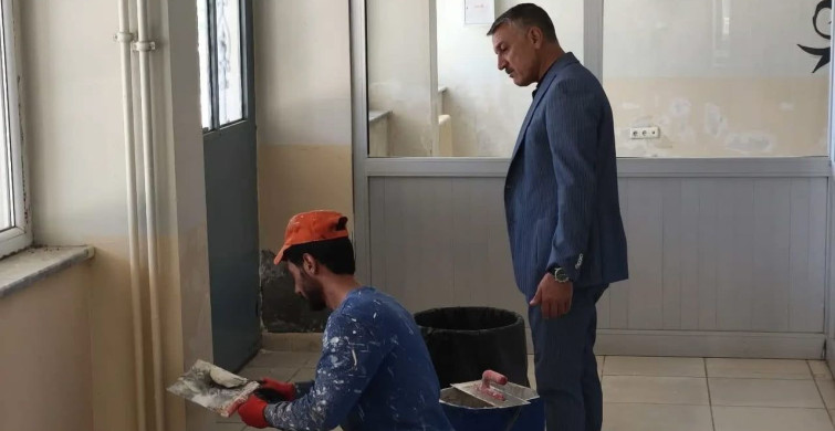 Patnos'ta yaz tatili boyunca okullarda tadilat çalışmaları başladı