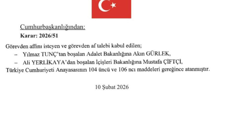 Resmî Gazete’de Atama Kararı: Adalet ve İçişleri Bakanlığı’nda Değişim