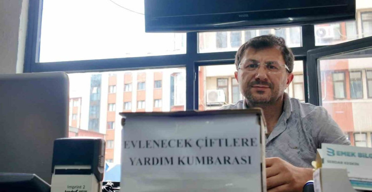 Rize’de esnaftan yeni evlenecek çiftlere kumbara desteği