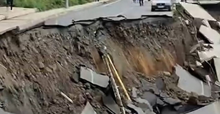Rize'de yol çökmesi sonucu iki bina tahliye edildi