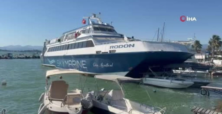 Rodos seferi yapan feribot Fethiye’de karaya oturdu