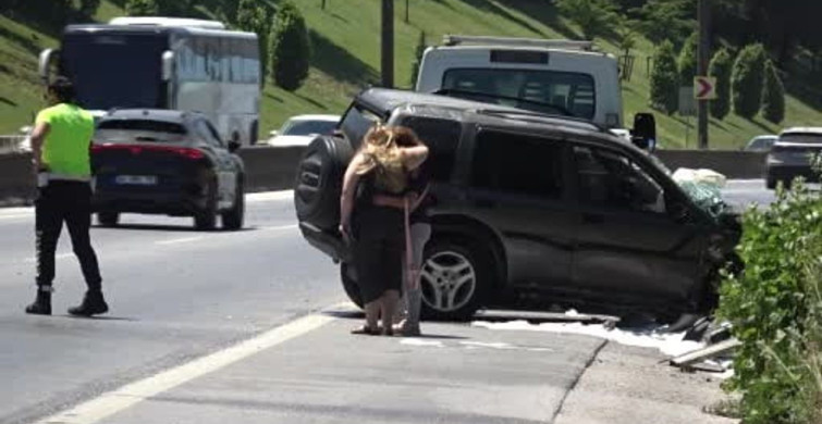 Samandıra-Kartal bağlantı yolunda trafik kazası: cip yan yattı