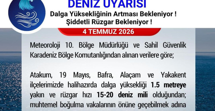 Samsun Valiliği’nden denize girilmemesi uyarısı