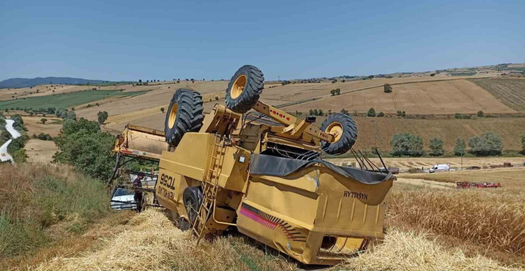 Samsun'da biçerdöver devrildi: 1 yaralı