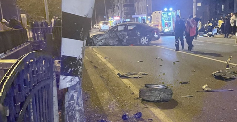 Samsun'da Köprü Korkuluğuna Çarpan Araçta İki Yaralı