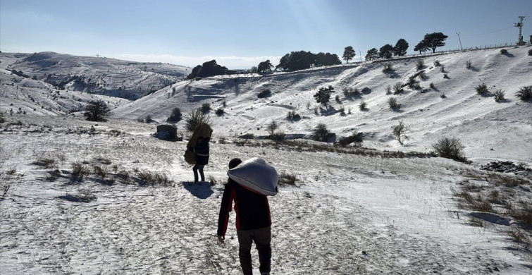 Samsun'un Alaçam İlçesinde Kar Altındaki Ormanların Dronla Görüntülenmesi