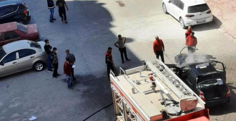 Şanlıurfa’da Bir Sürücü Kursu Otomobili Ateşler İçinde Kaldı