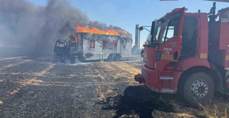 Şanlıurfa'da sondaj aracı ile karavan yandı: 3 işçi yaralandı