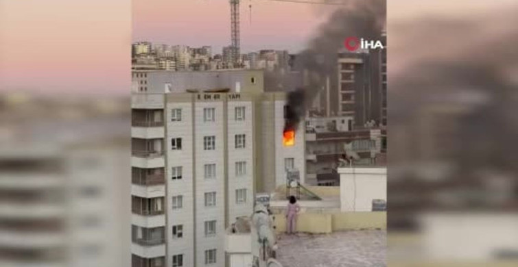 Şanlıurfa'nın Karaköprü ilçesinde 9 katlı apartmanda yangın