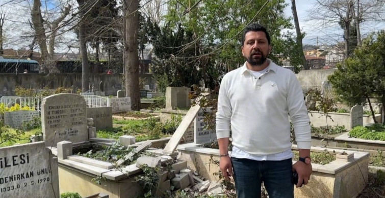 Sarıyer'de Fırtına Mezarlıklara Zarar Verdi