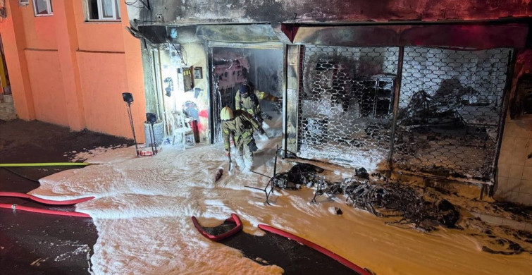Sarıyer'de Motosiklet Tamirhanesinde Yangın